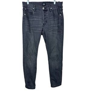Hudson Jeans Sartor Relaxed Skinny Leg Jeans Washed Black Button Fly 33